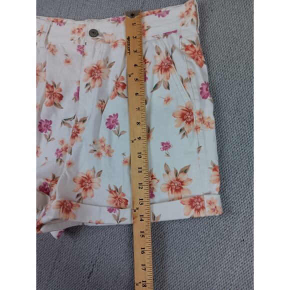 American Eagle Shorts Womens 10 White Floral Print Pleated Summer Cottagecore - Picture 12 of 14